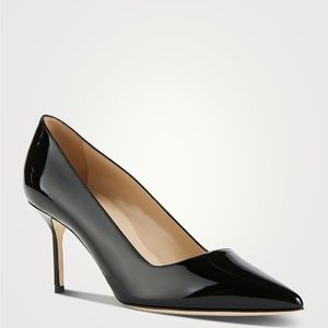 Manolo Blahnik / BB 70 black pointed toe Patent Pump heels 38.5